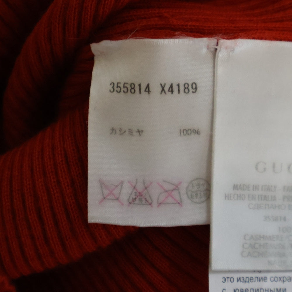 GUCCI(グッチ) カシミヤ Vネック リブ 長袖 ニット セーター レッド レディース 355814