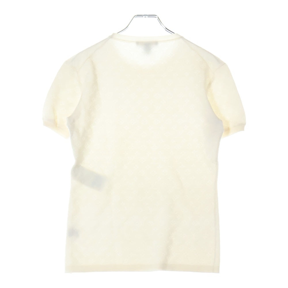 LOUIS VUITTON(ルイヴィトン) 21SS モノグラム 総柄 ジャガード シルク クルーネック 半袖ニット カットソー ホワイト RW211B EO2 FKKS95