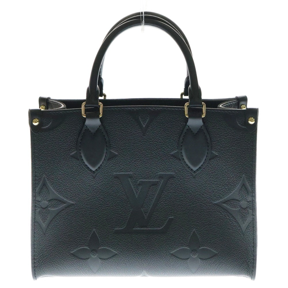 LOUIS VUITTON(ルイヴィトン) オンザゴーPM モノグラムアンプラント ノワール レザー 2WAY ハンド ショルダーバッグ ゴールド金具 ブラック M45653