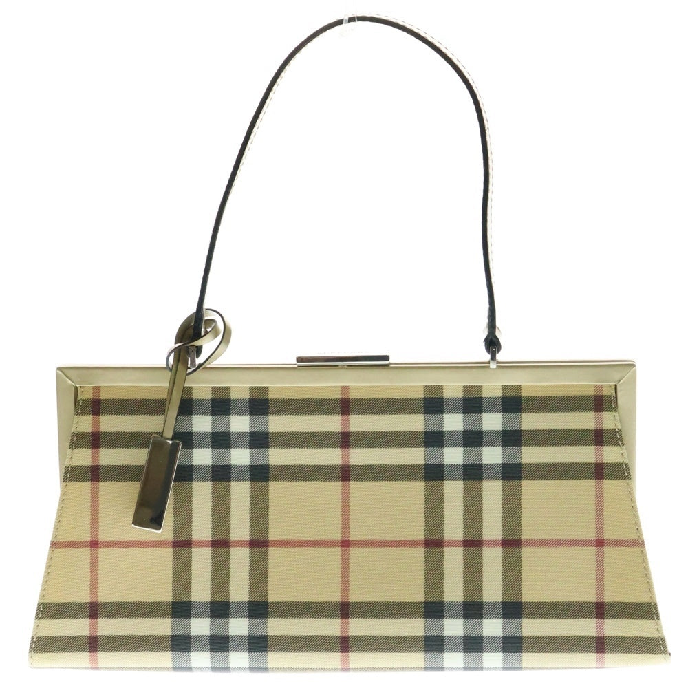 BURBERRY(バーバリー) ノバチェック ハンドバッグ ミニバッグ シルバー金具 ベージュ系 PVC