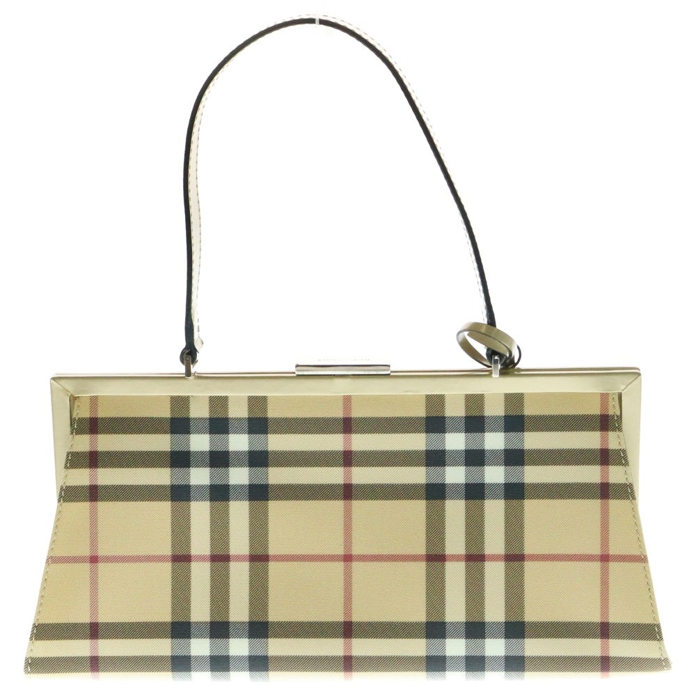 BURBERRY(バーバリー) ノバチェック ハンドバッグ ミニバッグ シルバー金具 ベージュ系 PVC