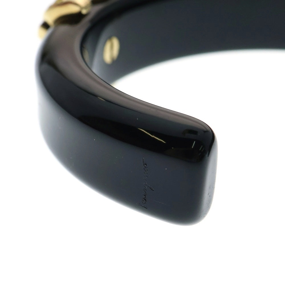 Salvatore Ferragamo(サルヴァトーレ フェラガモ) ラインストーン バングル ブラック×ゴールド メタル GP