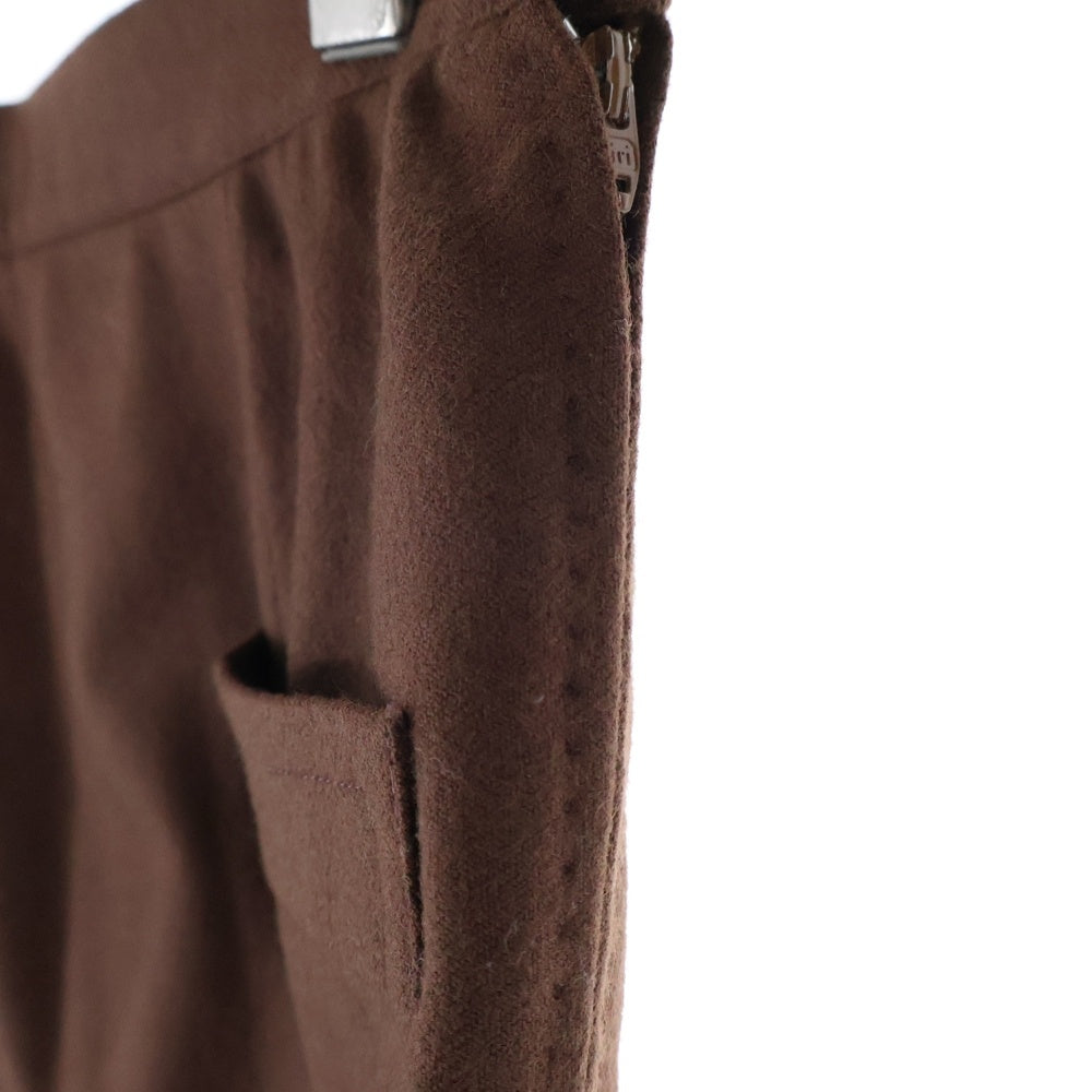 NO BRAND(ノーブランド) サイドベンツ付ウールタイトスカート ブラウン レディース