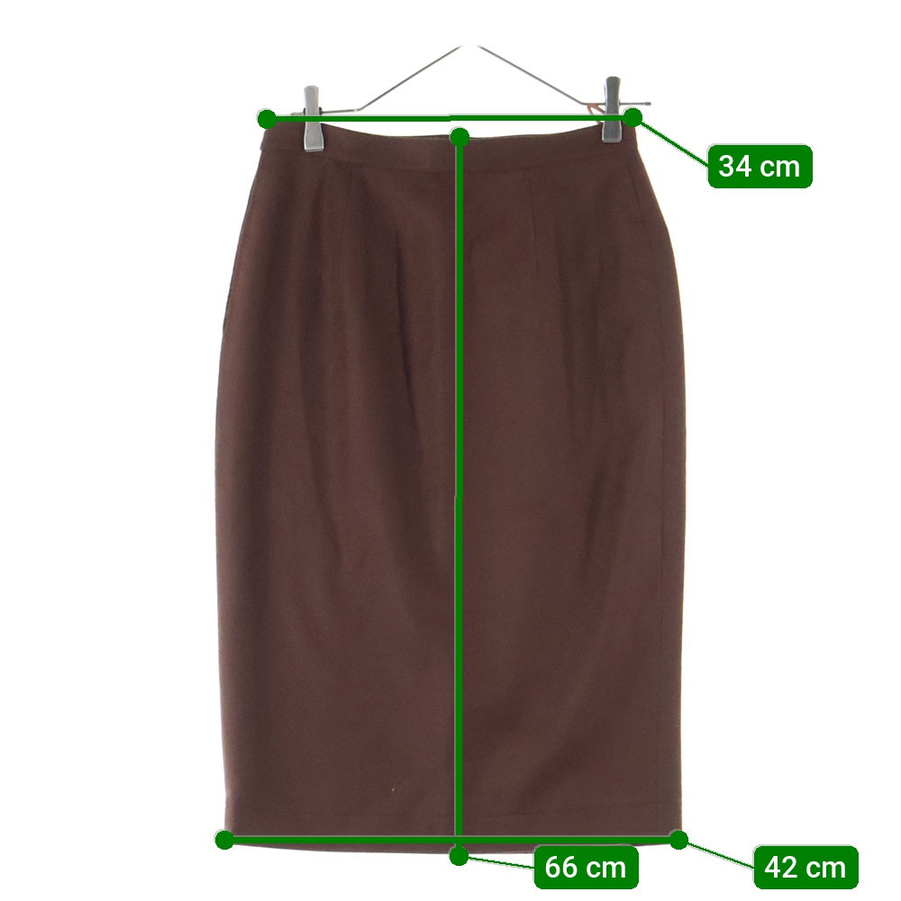 NO BRAND(ノーブランド) サイドベンツ付ウールタイトスカート ブラウン レディース