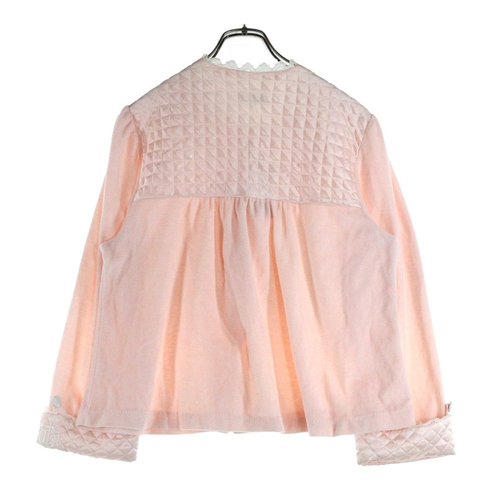 クリスチャンディオール　ノーカラージャケット　ピンク　シルク100% キーネック DIOR | ショールカラー ジャケット シルクファイユ