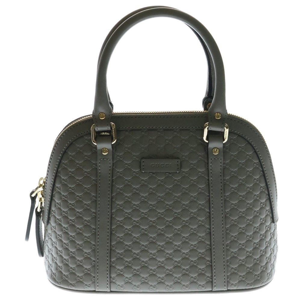 GUCCI(グッチ) マイクログッチシマ レザー 2WAY ハンド ショルダーバッグ ゴールド金具 グレー 449654