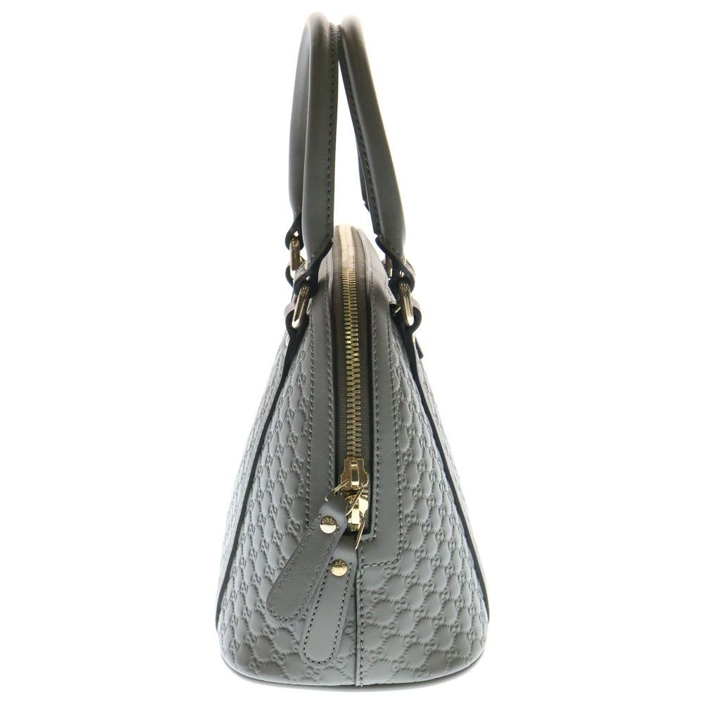 GUCCI(グッチ) マイクログッチシマ レザー 2WAY ハンド ショルダーバッグ ゴールド金具 グレー 449654