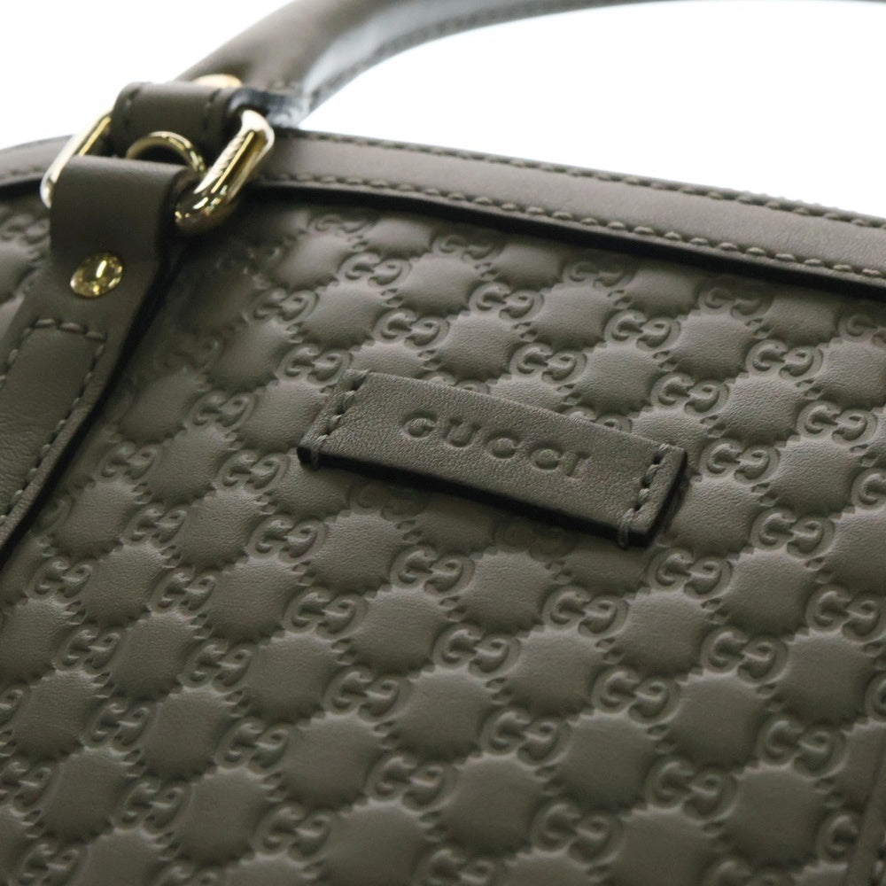 GUCCI(グッチ) マイクログッチシマ レザー 2WAY ハンド ショルダーバッグ ゴールド金具 グレー 449654