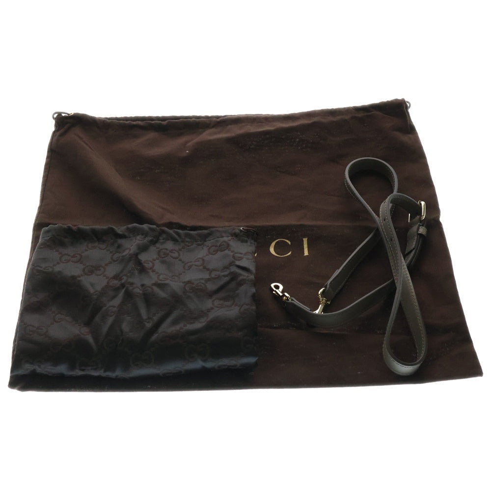 GUCCI(グッチ) マイクログッチシマ レザー 2WAY ハンド ショルダーバッグ ゴールド金具 グレー 449654