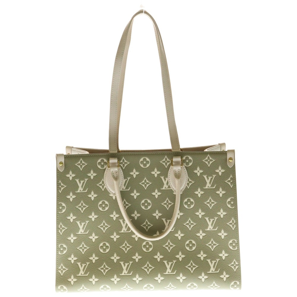 LOUIS VUITTON(ルイヴィトン) オンザゴーMM モノグラム アンプラント バイカラー レザー 2WAY ハンド ショルダー トートバッグ ゴールド金具 カーキ/ベージュ M46060