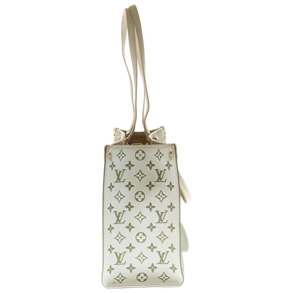 LOUIS VUITTON(ルイヴィトン) オンザゴーMM モノグラム アンプラント バイカラー レザー 2WAY ハンド ショルダー トートバッグ ゴールド金具 カーキ/ベージュ M46060