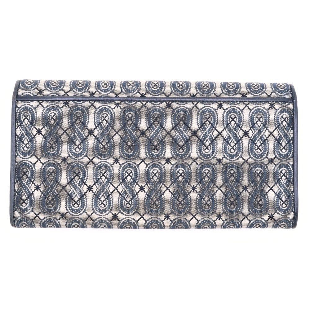 ANA SUI(アナスイ) ロングウォレット 長財布 カードケース ブラック×ベージュ レザー×キャンバス シルバー金具