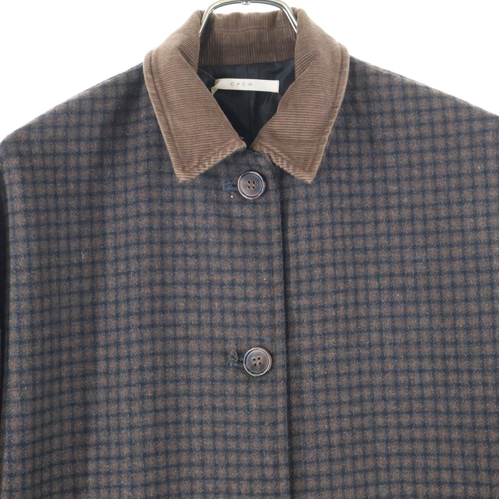 CPCM(シーピーシーエム) コーデュロイ切替ウールチェック柄コート ブラウン 3201194