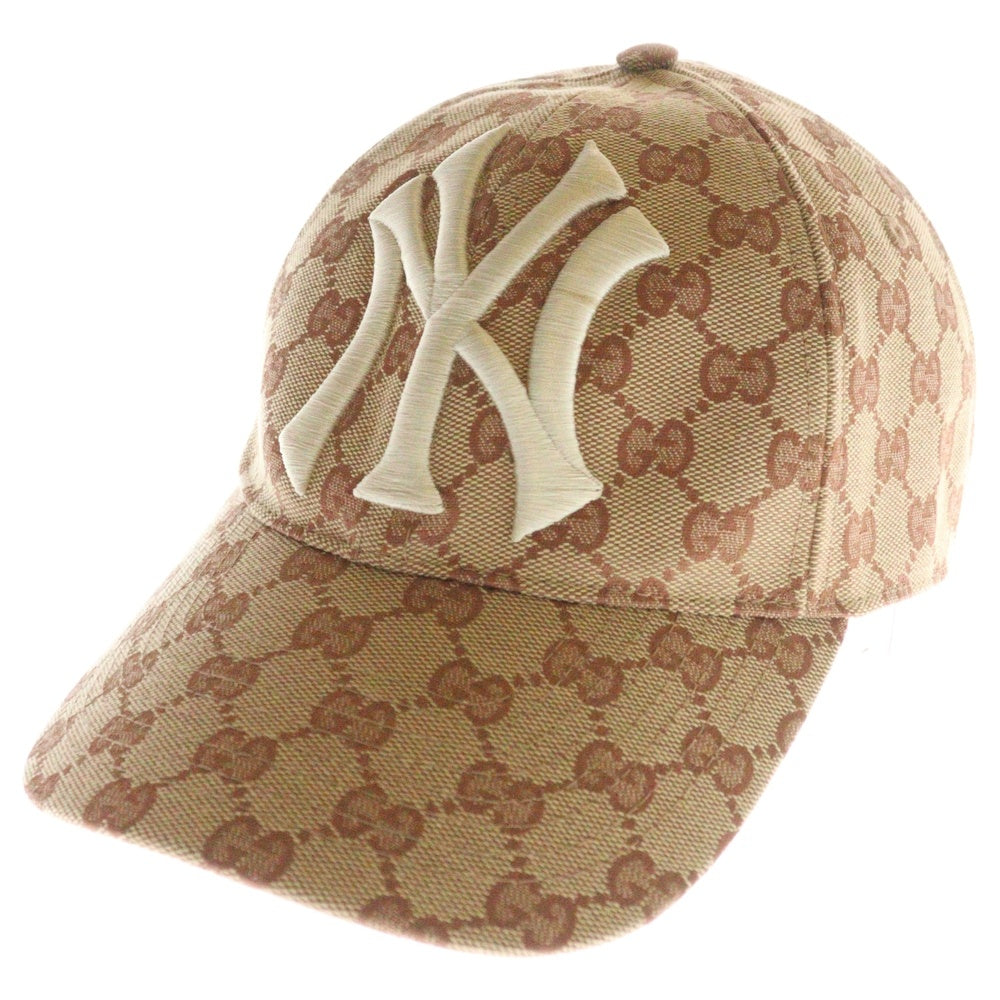 GUCCI(グッチ) ×ニューヨークヤンキース NY GGキャンバス ベースボールキャップ ブラウン 帽子 539836