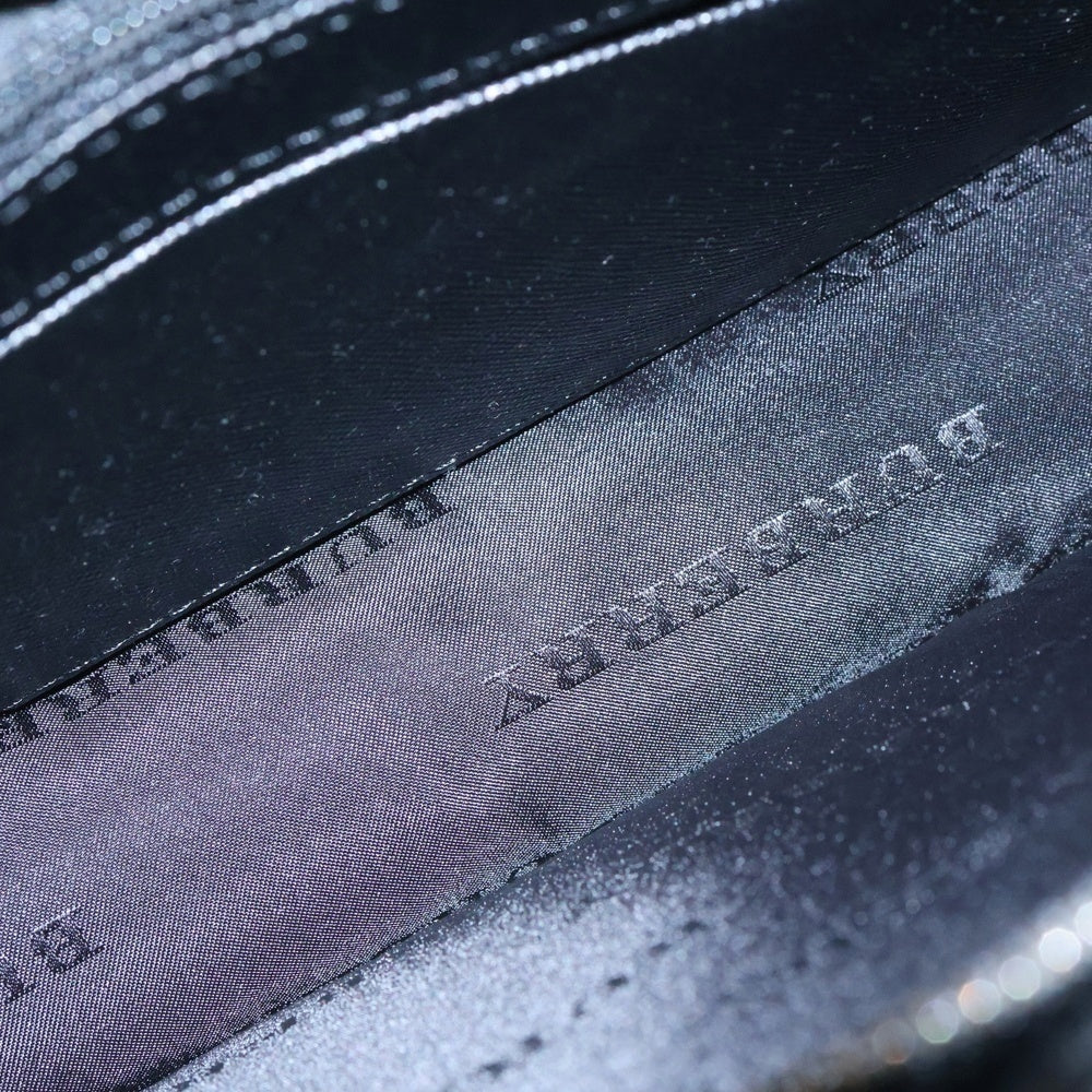 BURBERRY(バーバリー) ロゴプレート レザー クラッチ セカンドバッグ シルバー金具 ブラック KM5047