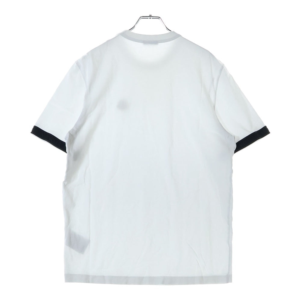 MONCLER(モンクレール) ワンポイント ワッペンロゴ 袖ラバーロゴテープ クルーネック 半袖Tシャツ カットソー ホワイト G20918C00026 8390T