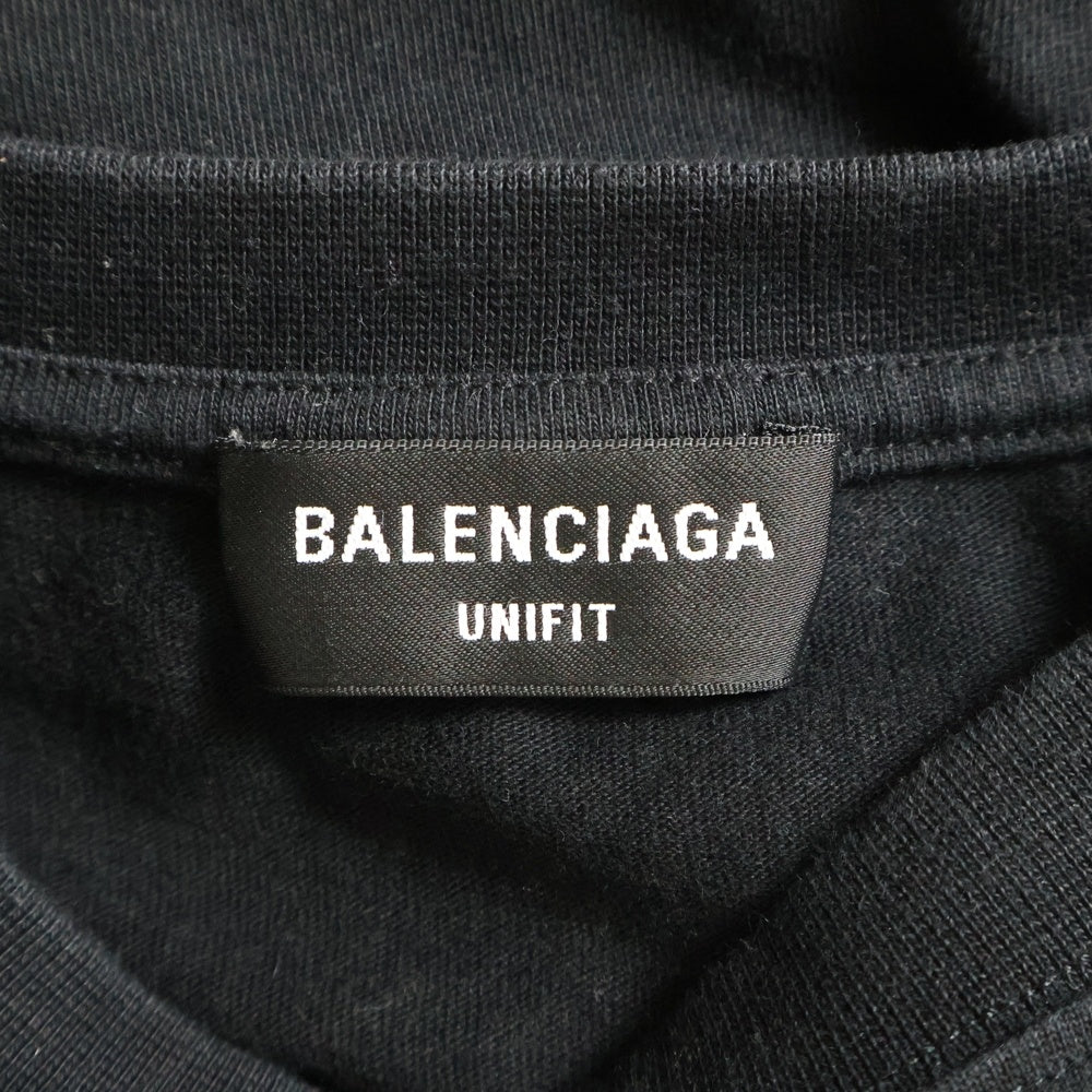 BALENCIAGA(バレンシアガ) 22AW シグネチャーロゴ ダメージ加工 オーバーサイズ半袖Tシャツ 612966 TMVB4 ブラック