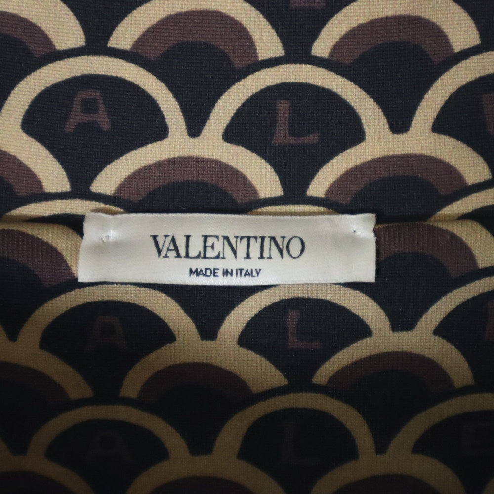 VALENTINO(ヴァレンティノ) ロゴ 総柄プリント サイドライン スタンドカラー ジップアップ トラックジャケット ジャージ ブラウン/ライトグリーン RV3MF01LWKF
