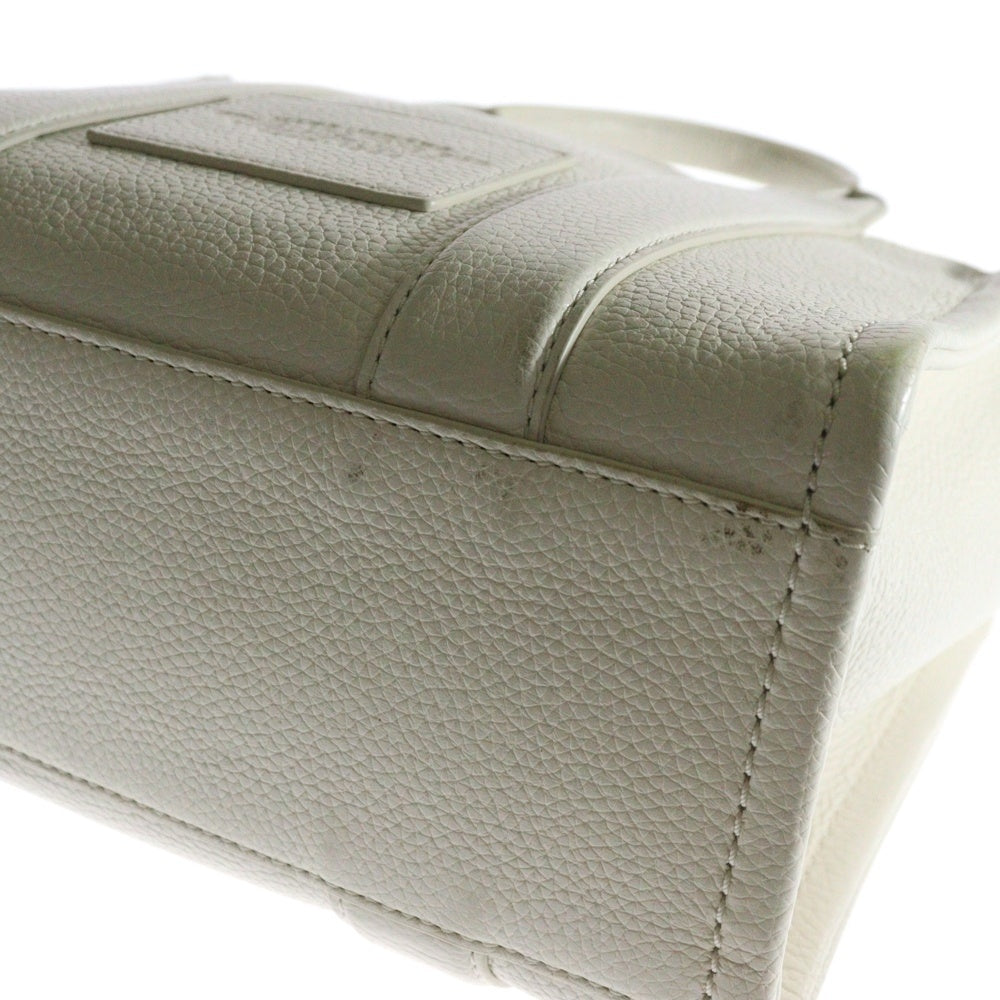 MARC JACOBS(マークジェイコブス) ザ レザー ミディアム トート 2WAY ハンド ショルダーバッグ シルバー金具 ホワイト H004L01PF21