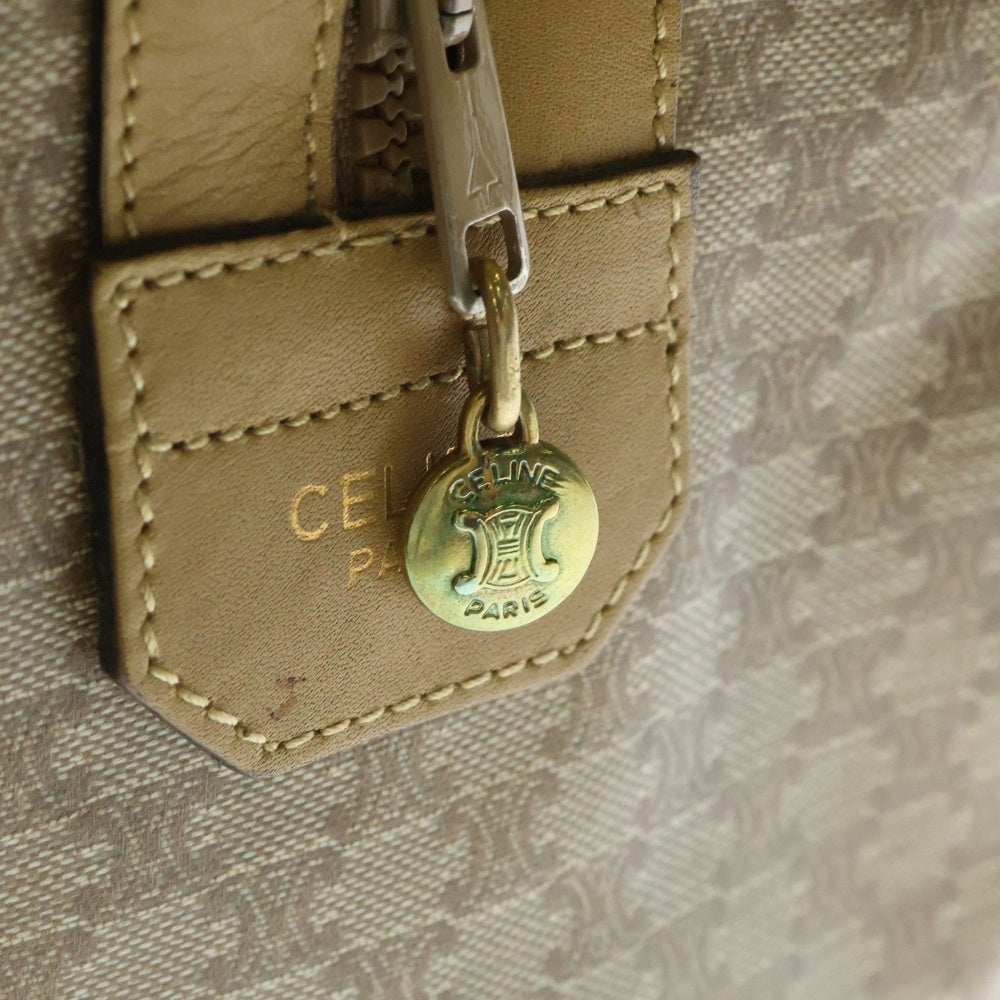 CELINE(セリーヌ) マカダム柄 トリオンフロゴ ハンド ボストンバッグ ベージュ/ブラウン
