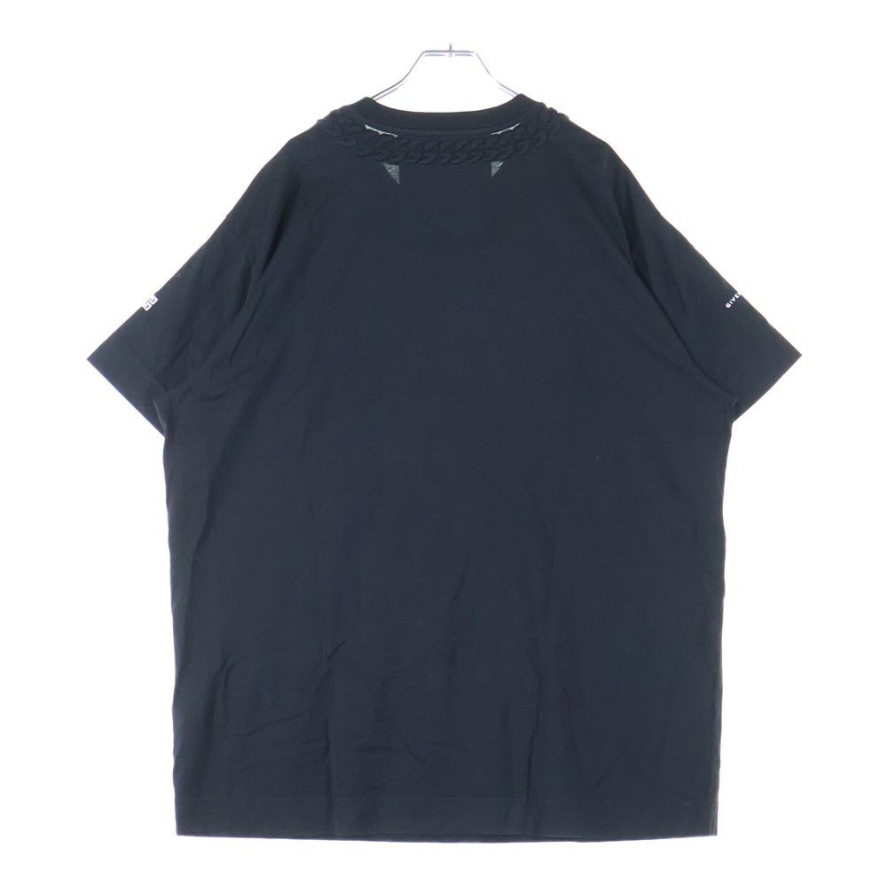 GIVENCHY(ジバンシィ) 21SS エンボス チェーン グラフィック 袖ロゴプリント 半袖Tシャツ カットソー ブラック BM712P3Y6B
