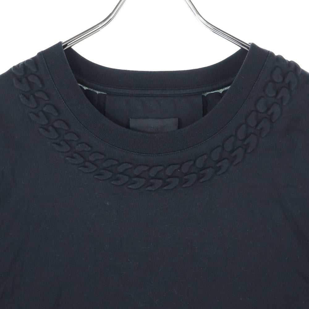 GIVENCHY(ジバンシィ) 21SS エンボス チェーン グラフィック 袖ロゴプリント 半袖Tシャツ カットソー ブラック BM712P3Y6B
