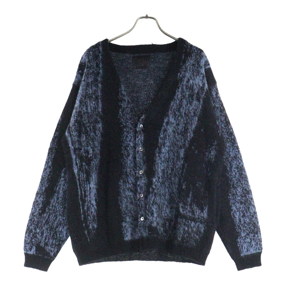 YOKE(ヨーク) 24AW JACQUARD MOHAIR CARDIGAN ジャガード モヘヤ ウール混 ニット カーディガン ブラック/ブルー YK24FW0814S
