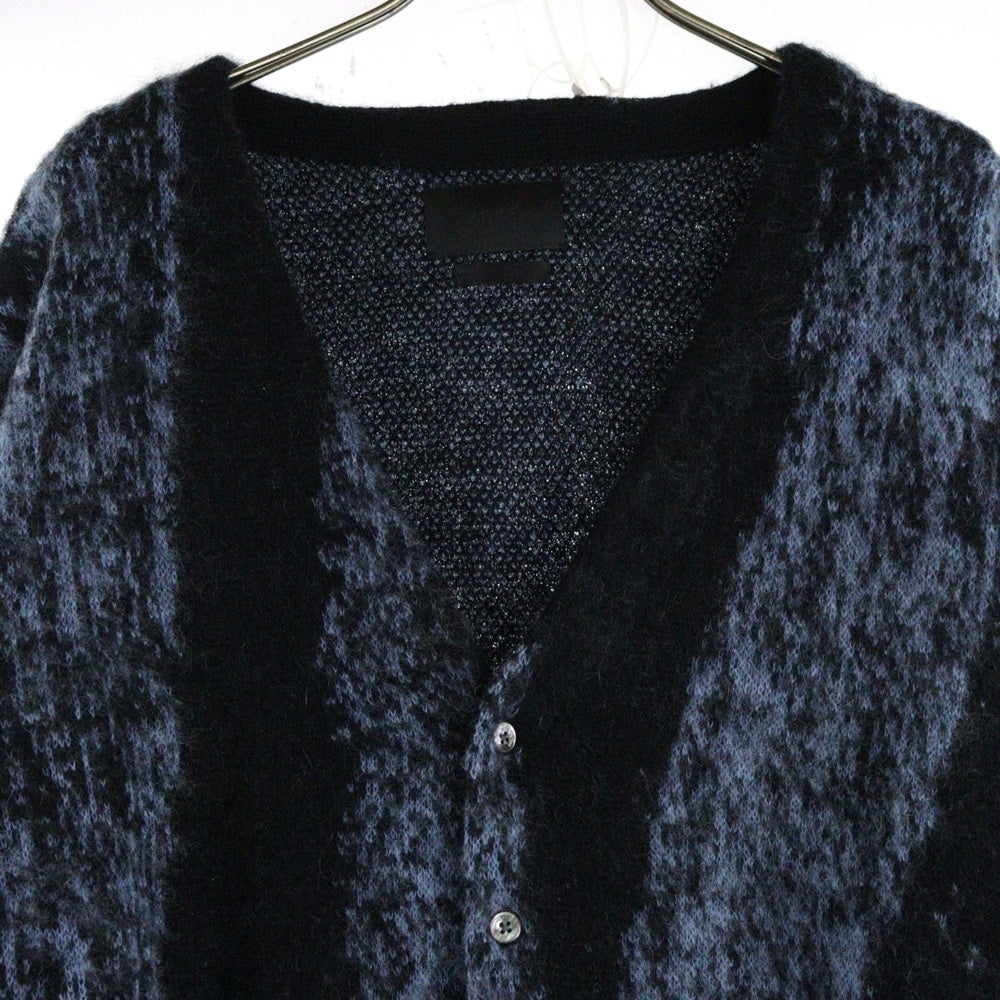 YOKE(ヨーク) 24AW JACQUARD MOHAIR CARDIGAN ジャガード モヘヤ ウール混 ニット カーディガン ブラック/ブルー YK24FW0814S