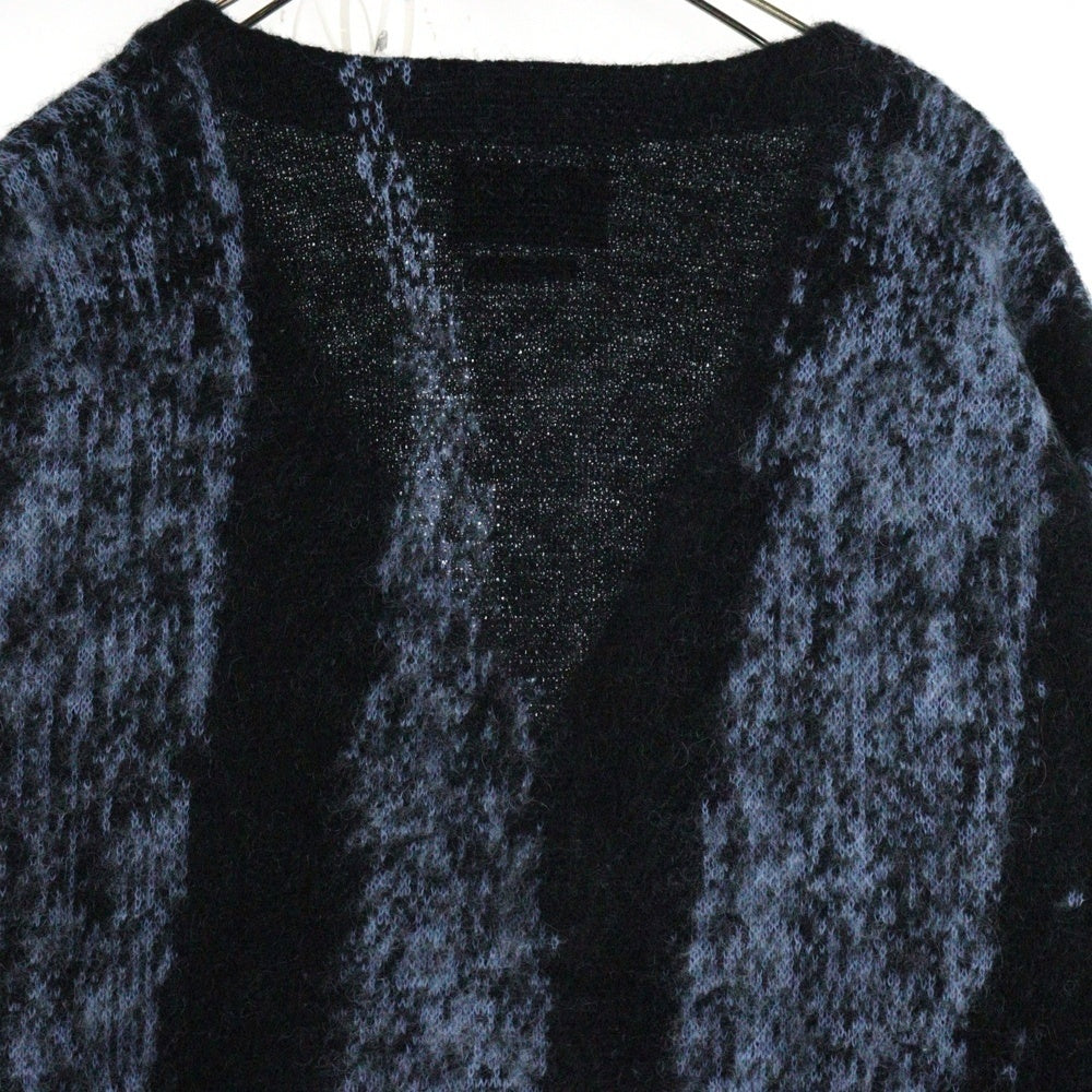 YOKE(ヨーク) 24AW JACQUARD MOHAIR CARDIGAN ジャガード モヘヤ ウール混 ニット カーディガン ブラック/ブルー YK24FW0814S