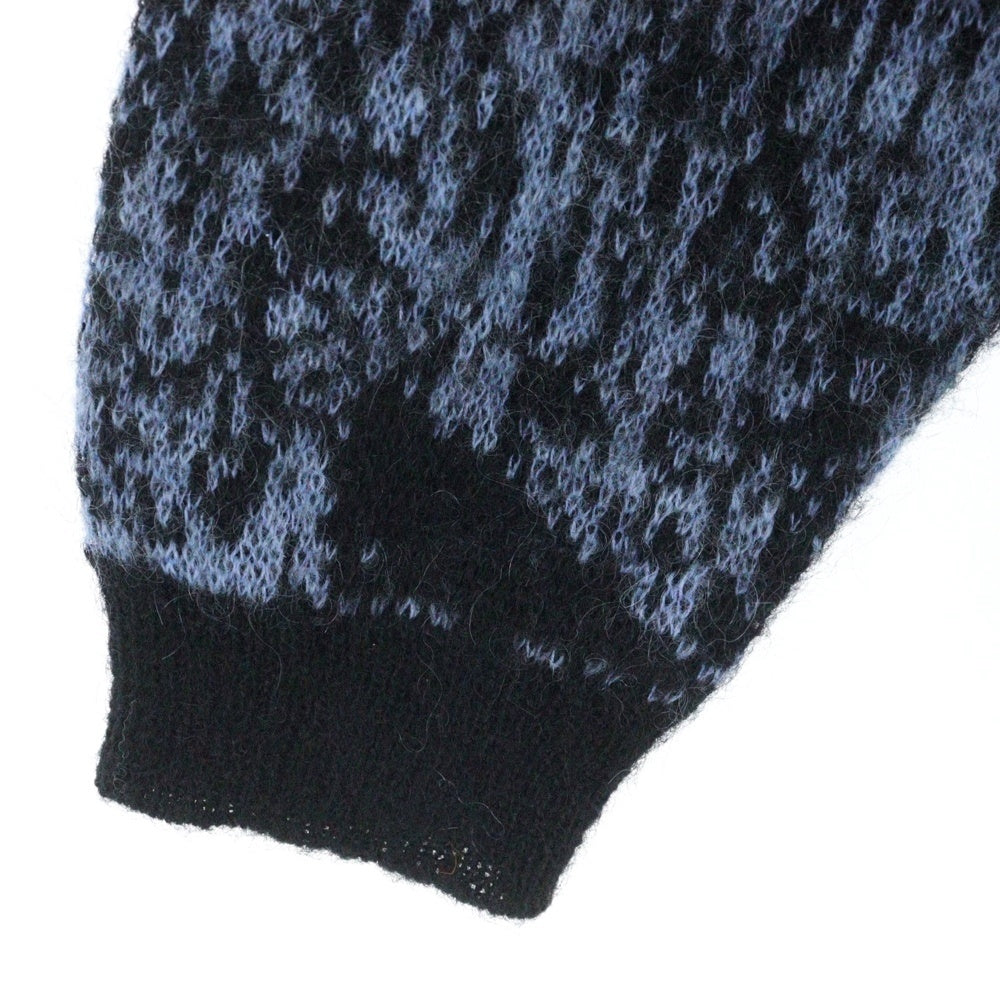 YOKE(ヨーク) 24AW JACQUARD MOHAIR CARDIGAN ジャガード モヘヤ ウール混 ニット カーディガン ブラック/ブルー YK24FW0814S