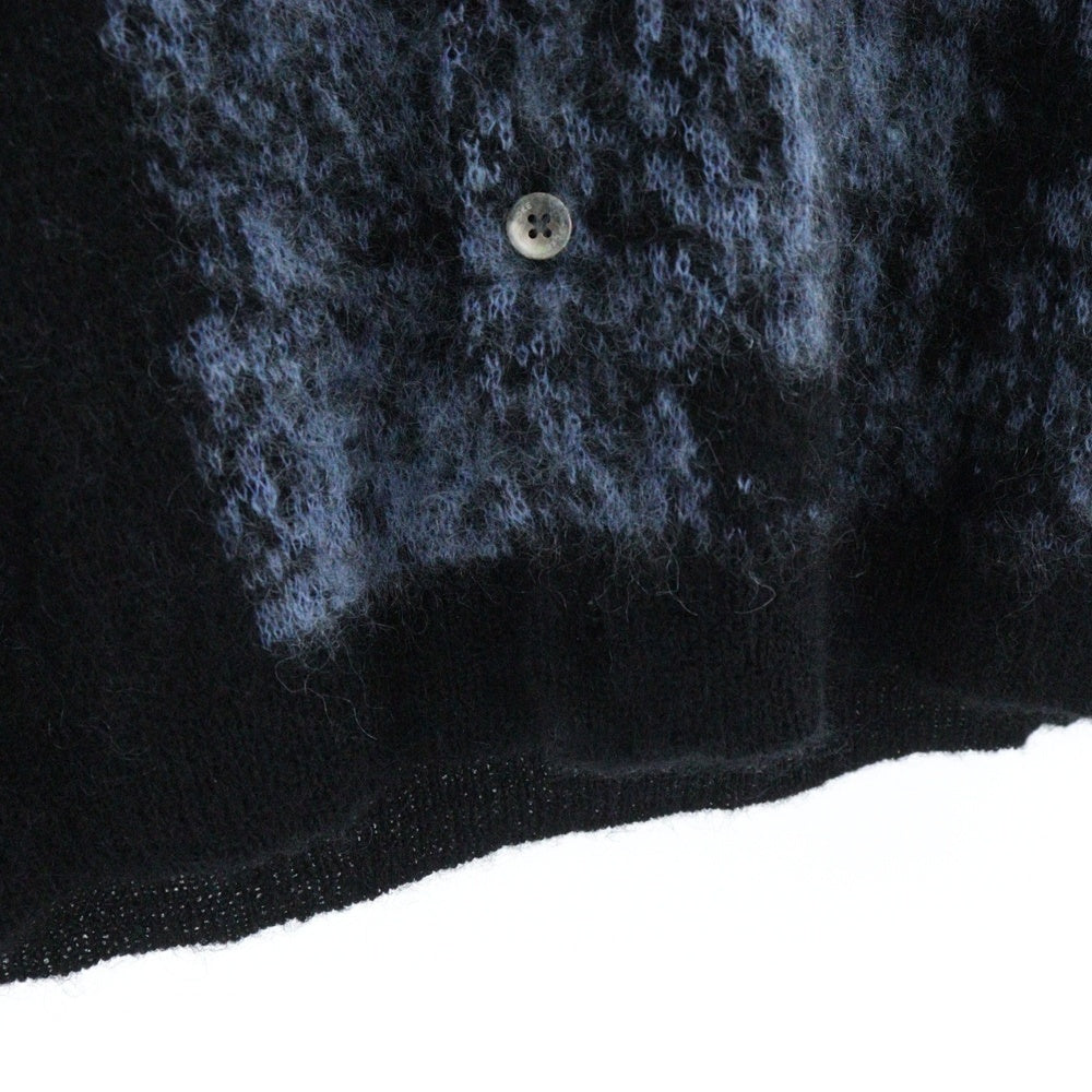 YOKE(ヨーク) 24AW JACQUARD MOHAIR CARDIGAN ジャガード モヘヤ ウール混 ニット カーディガン ブラック/ブルー YK24FW0814S
