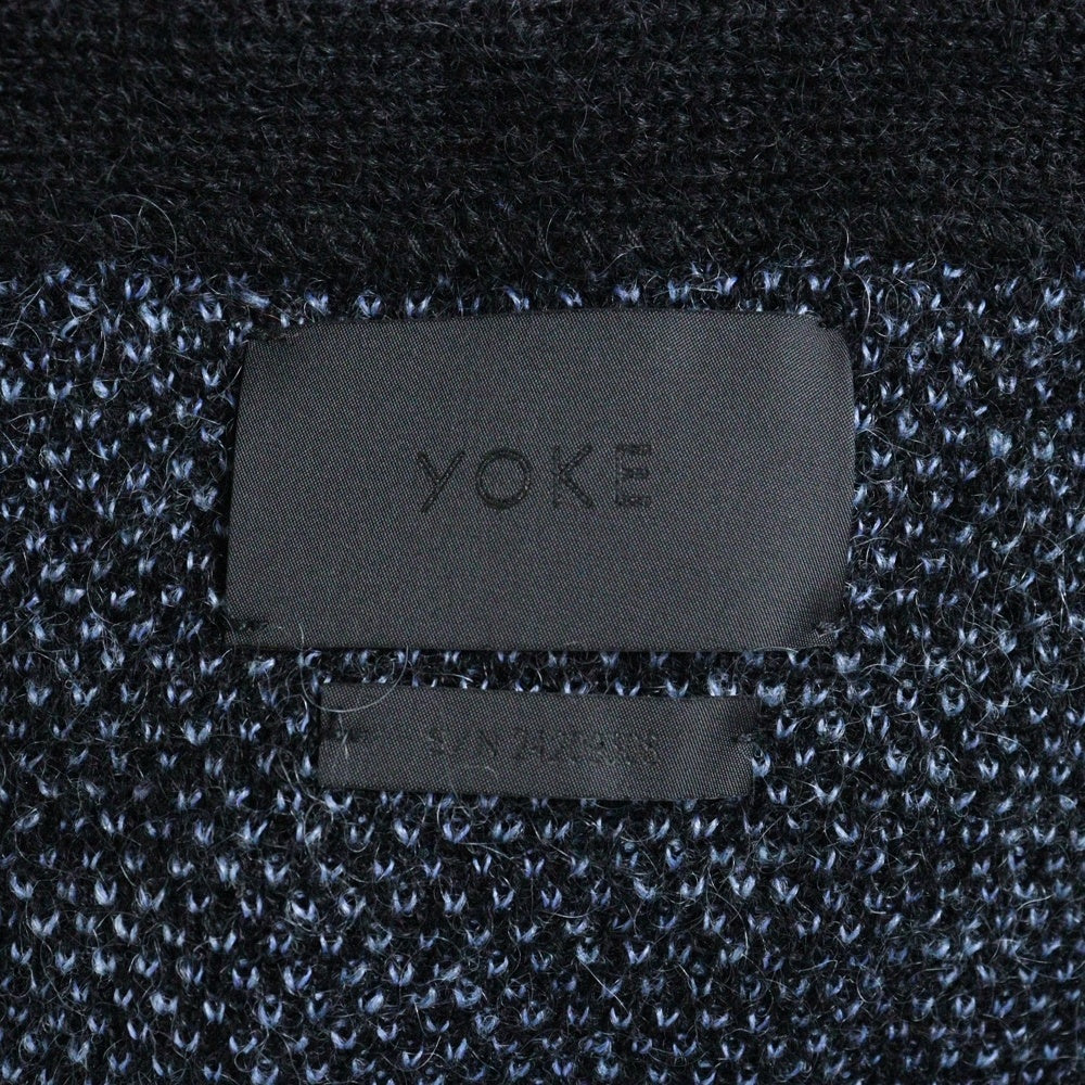 YOKE(ヨーク) 24AW JACQUARD MOHAIR CARDIGAN ジャガード モヘヤ ウール混 ニット カーディガン ブラック/ブルー YK24FW0814S