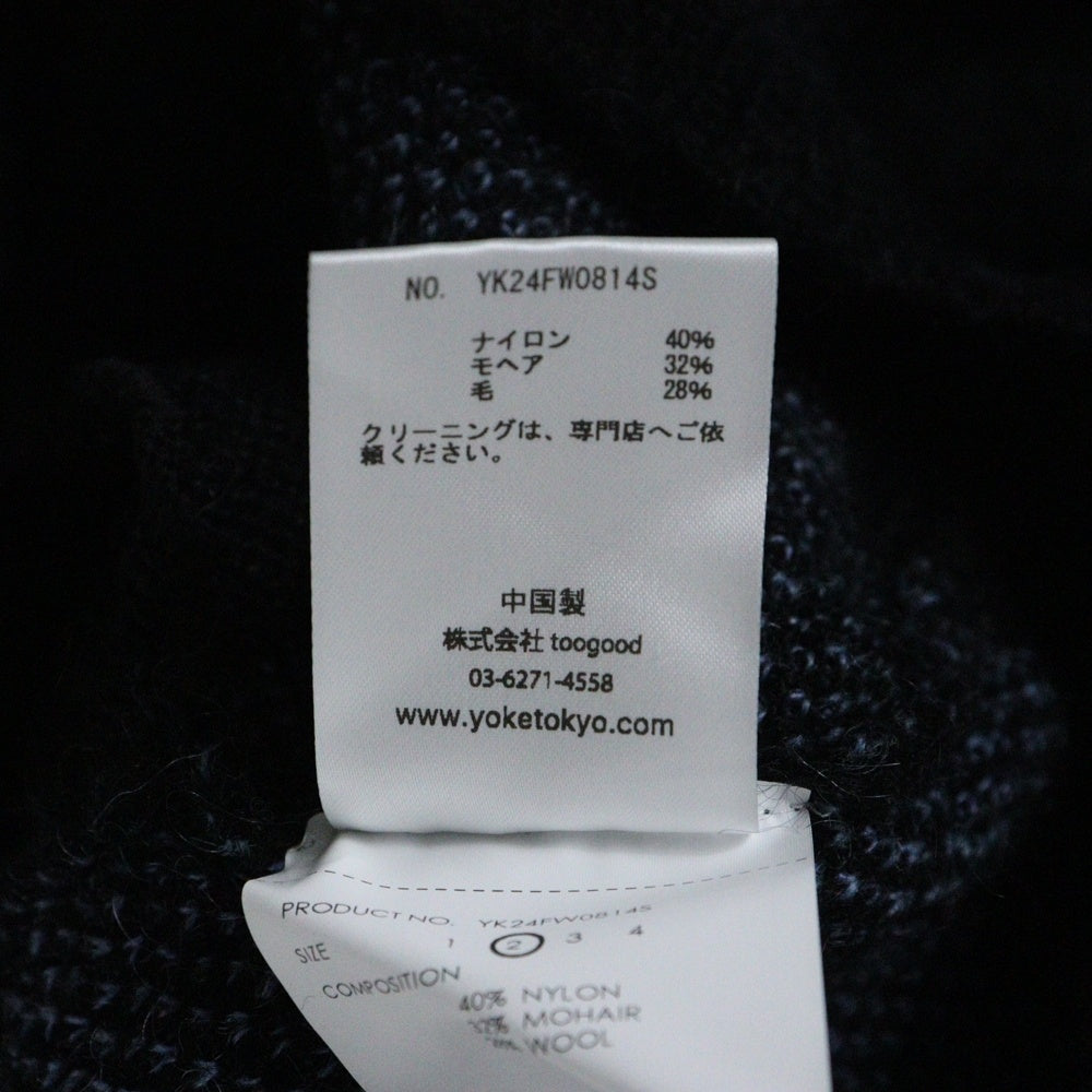 YOKE(ヨーク) 24AW JACQUARD MOHAIR CARDIGAN ジャガード モヘヤ ウール混 ニット カーディガン ブラック/ブルー YK24FW0814S