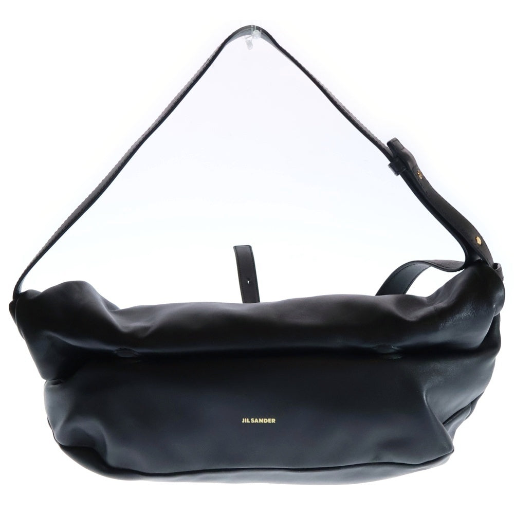 JIL SANDER NAVY(ジルサンダーネイビー) ロールアップ クロスボディバッグ ハンドバッグ ワンショルダーバッグ ブラック ゴールド金具 レザー