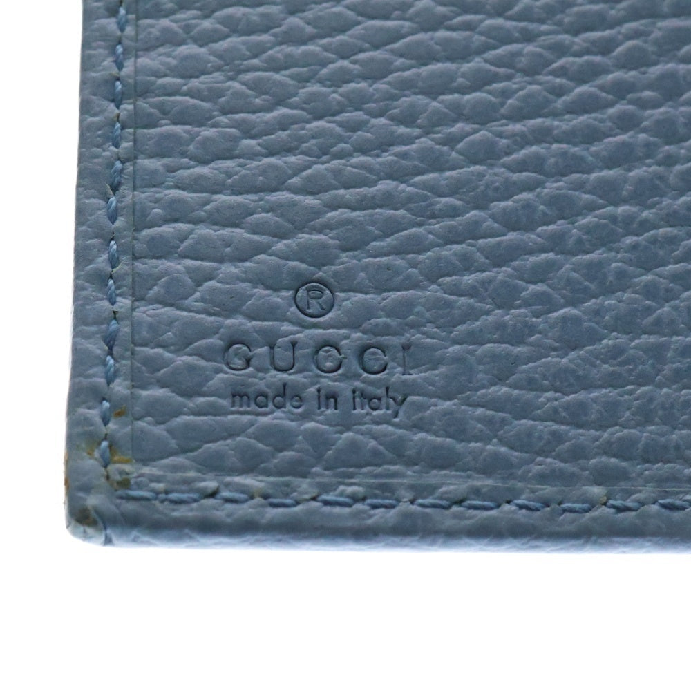 GUCCI(グッチ) Wホック財布 コンパクトウォレット 三つ折り財布 ライトブルー ゴールド金具 レザー 368233