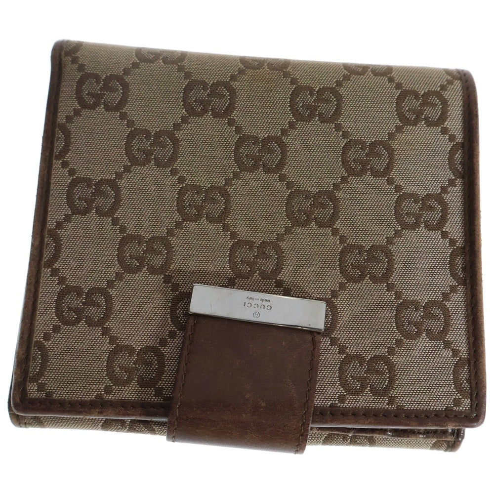 GUCCI(グッチ) GGキャンバス 二つ折り財布 コンパクトウォレット カードケース ベージュ レザー×キャンバス 0353661