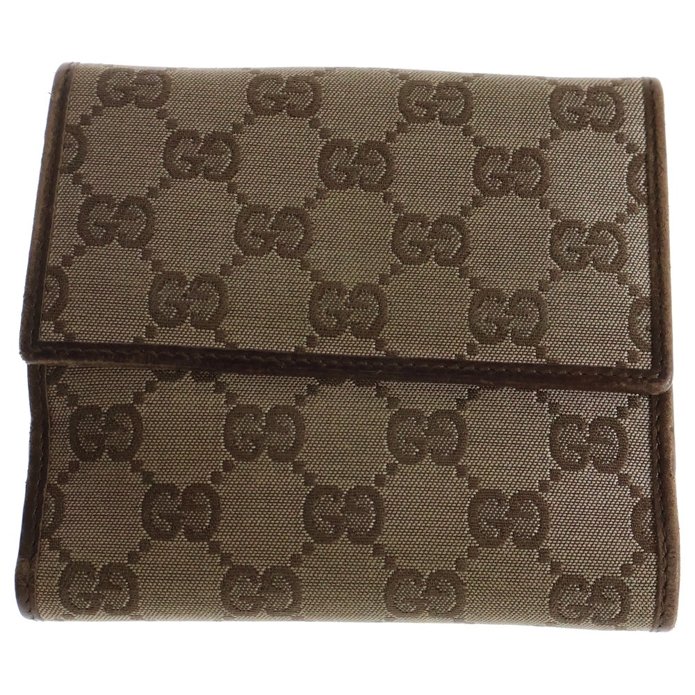 GUCCI(グッチ) GGキャンバス 二つ折り財布 コンパクトウォレット カードケース ベージュ レザー×キャンバス 0353661