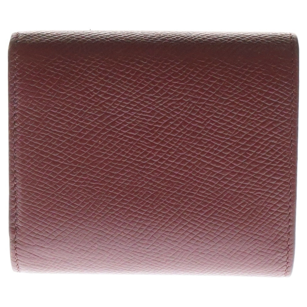 CELINE(セリーヌ) スモールトリフォールドウォレット コンパクトウォレット コインケース 三つ折り財布 ゴールド金具 ボルドー レッド レザー