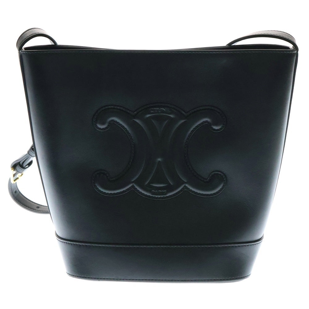 CELINE(セリーヌ) キュイルトリオンフ スモールバケット レザーショルダーバッグ ブラック レディース