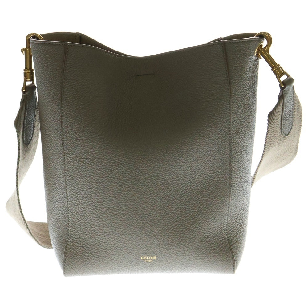 CELINE(セリーヌ) サングルバケット スモール ロゴレザーショルダーバッグ ベージュ レディース