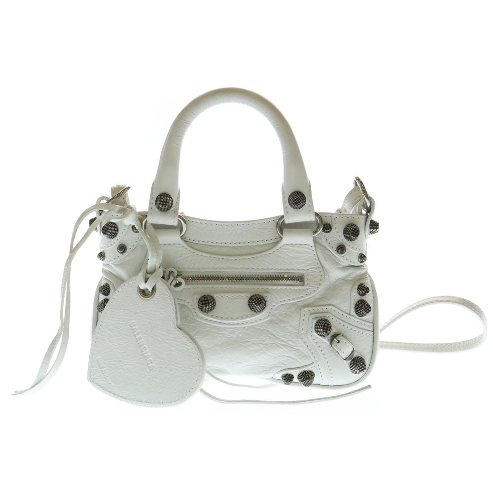 BALENCIAGA(バレンシアガ) Neo Cagole Mini ネオカゴール ミニ 2WAY ミラー付レザーハンドバッグ ショルダーバッグ ホワイト 785690