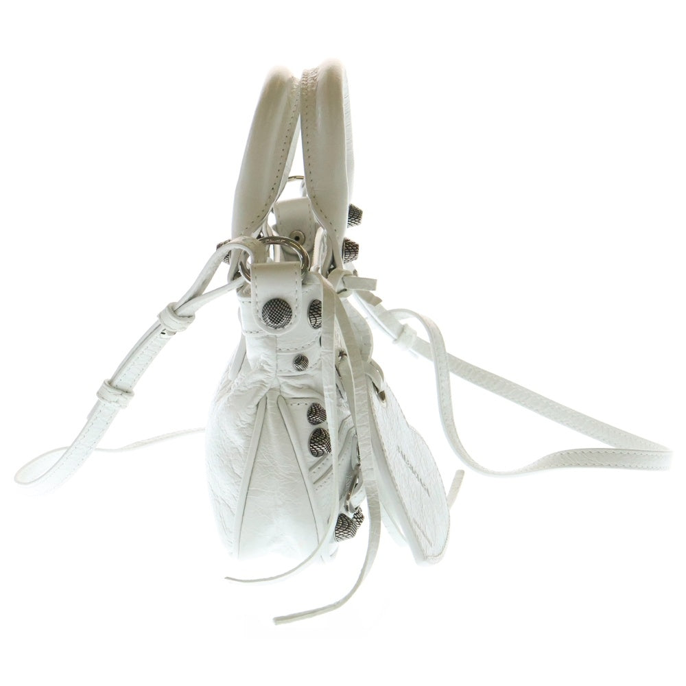 BALENCIAGA(バレンシアガ) Neo Cagole Mini ネオカゴール ミニ 2WAY ミラー付レザーハンドバッグ ショルダーバッグ ホワイト 785690