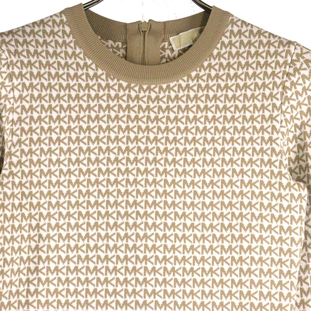 MICHAEL KORS(マイケルコース) MKモノグラム総柄 長袖ニットワンピース ベージュ レディース JH180X84GH
