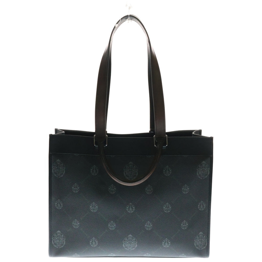 Berluti(ベルルッティ) ウリス スモール PVC レザー 2WAY ハンド ショルダー トートバッグ シルバー金具 ブラック/ブラウン