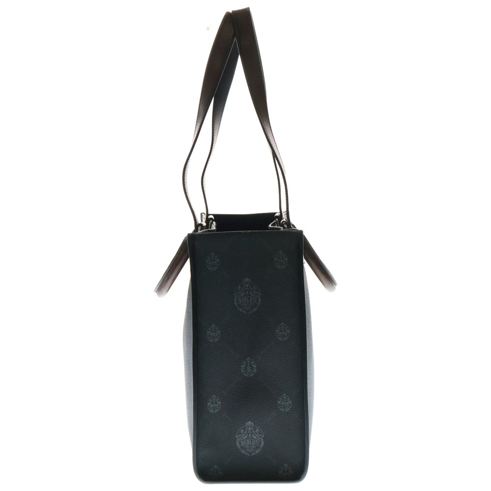 Berluti(ベルルッティ) ウリス スモール PVC レザー 2WAY ハンド ショルダー トートバッグ シルバー金具 ブラック/ブラウン