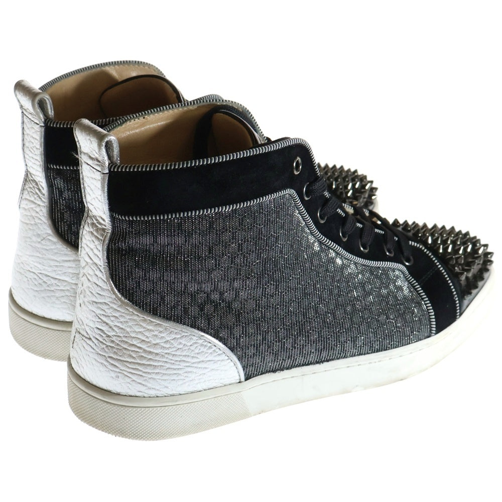 CHRISTIAN LOUBOUTIN(クリスチャンルブタン) LOU SPIKES スパイクスタッズ エナメル パテントレザー スウェード レースアップ ハイカットスニーカー シューズ ブラック/シルバー