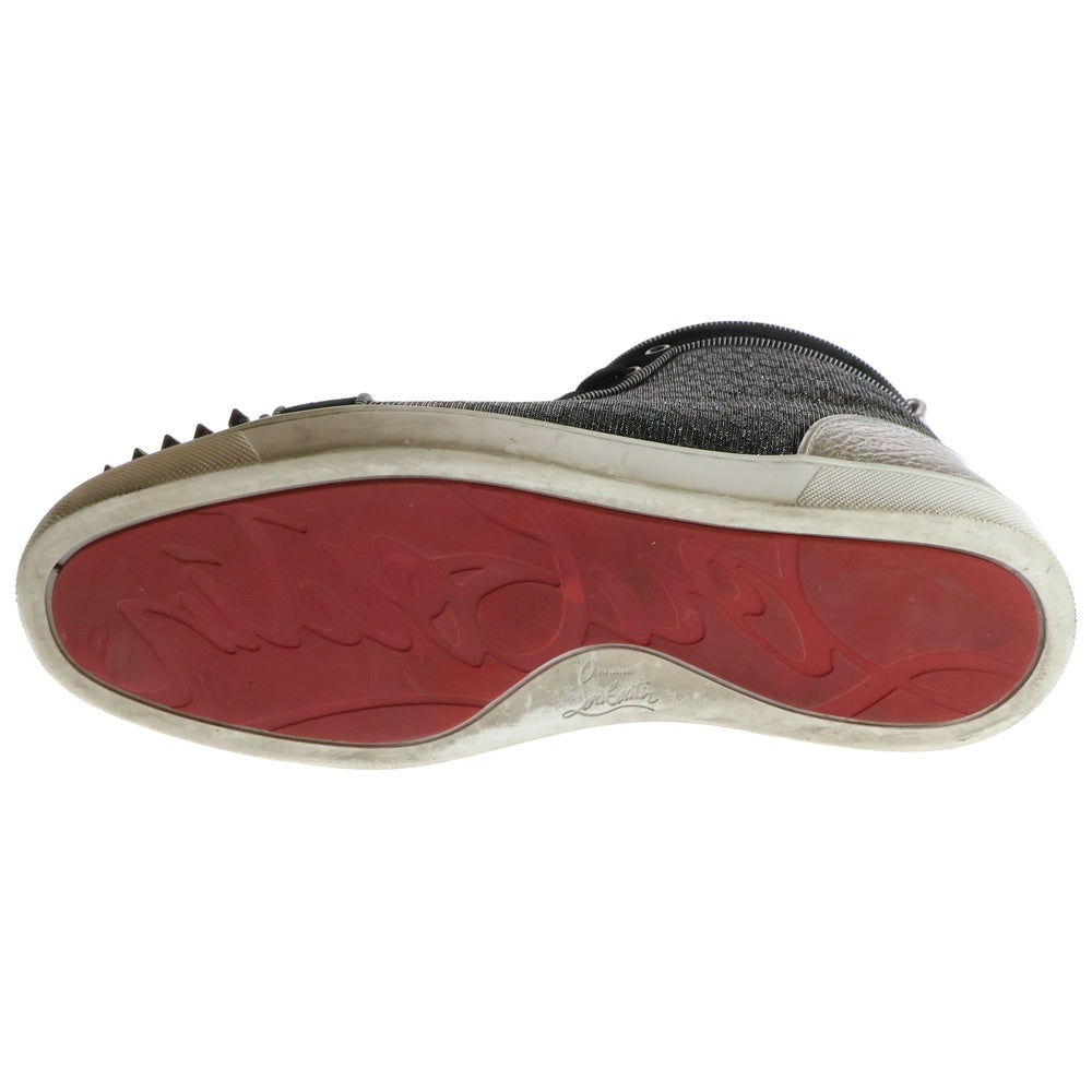 CHRISTIAN LOUBOUTIN(クリスチャンルブタン) LOU SPIKES スパイクスタッズ エナメル パテントレザー スウェード レースアップ ハイカットスニーカー シューズ ブラック/シルバー