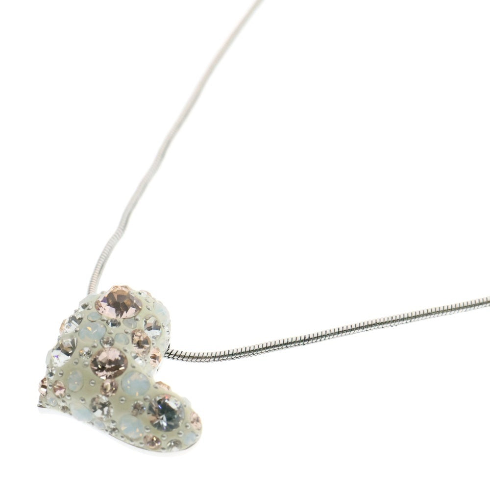 SWAROVSKI(スワロフスキー) ハートモチーフ マルチカラー ラインストーン パヴェクリスタル ペンダント チェーンネックレス シルバー/ホワイト レディース