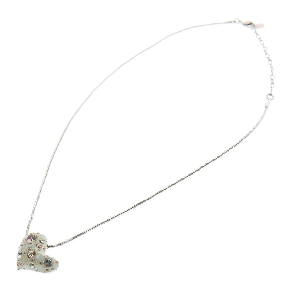 SWAROVSKI(スワロフスキー) ハートモチーフ マルチカラー ラインストーン パヴェクリスタル ペンダント チェーンネックレス シルバー/ホワイト レディース