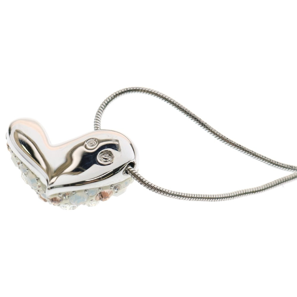 SWAROVSKI(スワロフスキー) ハートモチーフ マルチカラー ラインストーン パヴェクリスタル ペンダント チェーンネックレス シルバー/ホワイト レディース